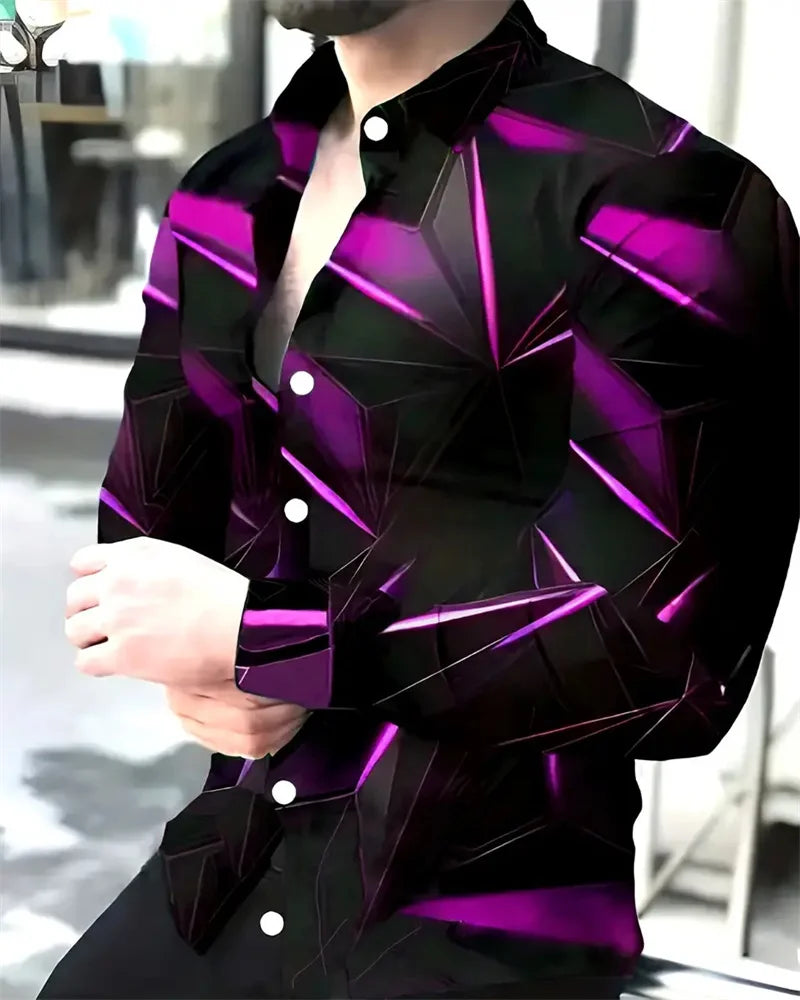 Mens2024 New Long Sleeve Shirt Casual All-match Fashion Street Men's Shirt Lapel Single-breasted Long Sleeve Top Men's Clothing