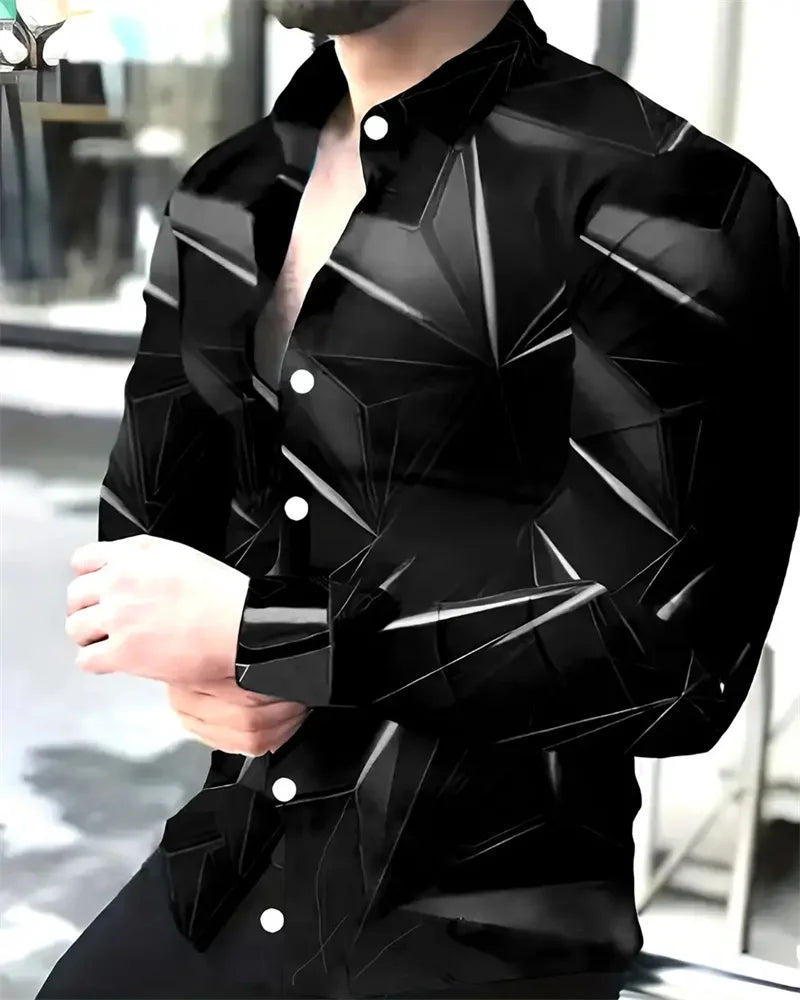 Mens2024 New Long Sleeve Shirt Casual All-match Fashion Street Men's Shirt Lapel Single-breasted Long Sleeve Top Men's Clothing