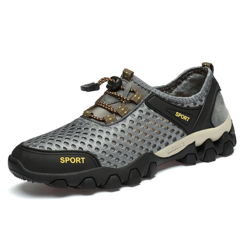 Summer Breathable Mesh Hiking Shoes Men Hot Sale Non-slip Men Trekking Shoes Outdoor Sport Khaki Quick-drying Men Hiking Sneaker