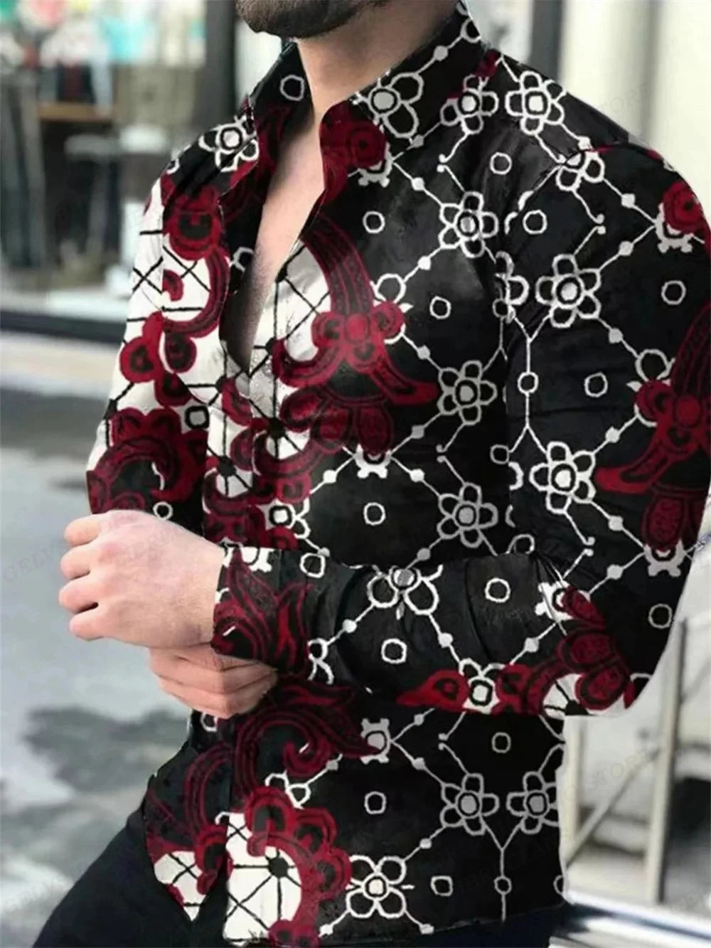 Long Sleeve Hawaiian Shirts Men Fashion Casual Shirt Male Beach Blouses Turn Over Single Breasted Camisas Men's Clothing Aloha