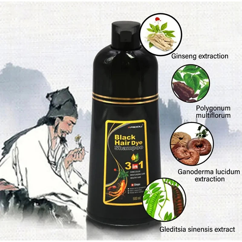Hair Dye Shampoo 3 In 1 Instant Coloring Shampoo Natural Treatment For Hair Shampoo Large Capacity Head Shoulder Shampoo