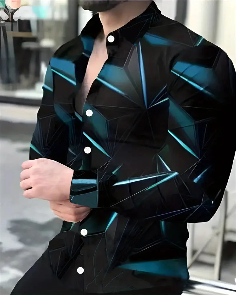 Mens2024 New Long Sleeve Shirt Casual All-match Fashion Street Men's Shirt Lapel Single-breasted Long Sleeve Top Men's Clothing