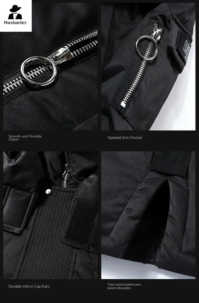 Winter Large Collar Men's Parka Down Jacket 2024 Men's Mid Length Thickened Warm White Duck Down Men's And Women's Outerwear