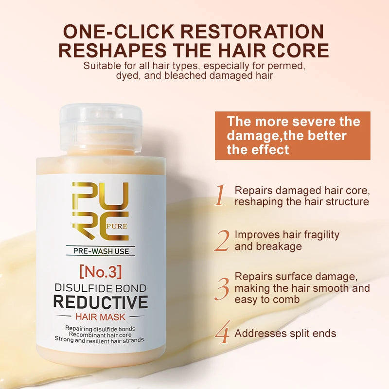 PURC Keratin Hair Mask Disulfide Bond Hair Treatment Smoothing Straightening Hair Cream Repair Damaged Hair Care Products