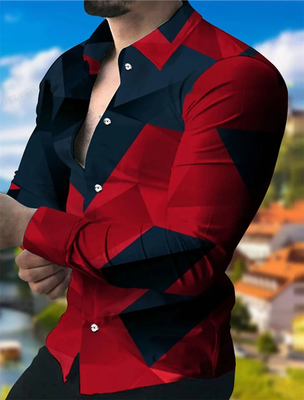 Long Sleeve Hawaiian Shirts Men Fashion Casual Shirt Male Beach Blouses Turn Over Single Breasted Camisas Men's Clothing Aloha