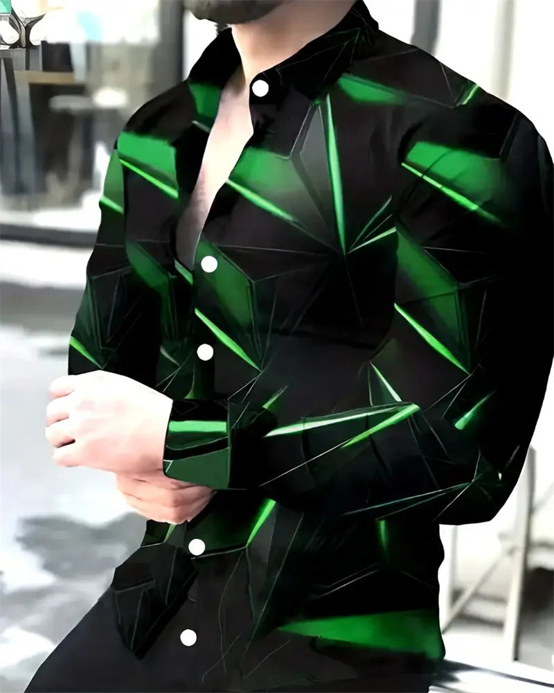 Mens2024 New Long Sleeve Shirt Casual All-match Fashion Street Men's Shirt Lapel Single-breasted Long Sleeve Top Men's Clothing