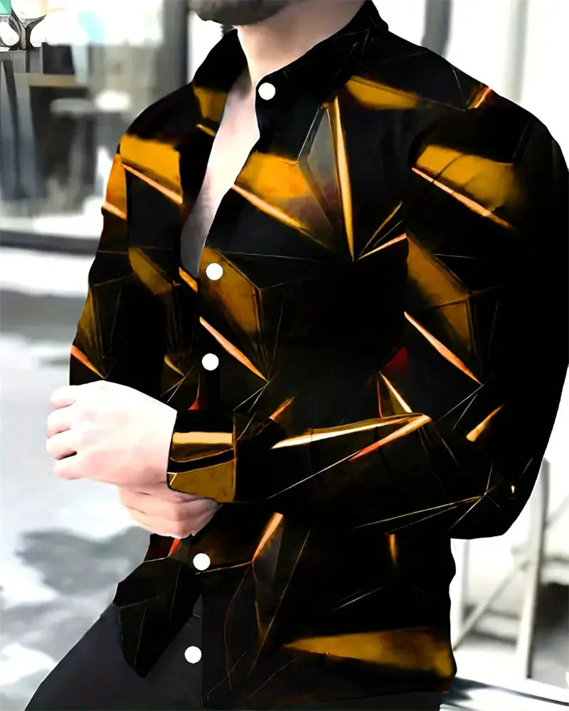 Mens2024 New Long Sleeve Shirt Casual All-match Fashion Street Men's Shirt Lapel Single-breasted Long Sleeve Top Men's Clothing